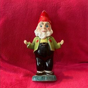 Vintage Tseapain Tir a Dheanta Ceramic Decanter Garden Gnome